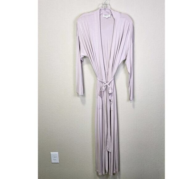 Barefoot Dreams Womens S/M Luxe Milk Jersey Robe Long Duster Dusty Rose Belted - Picture 7 of 11